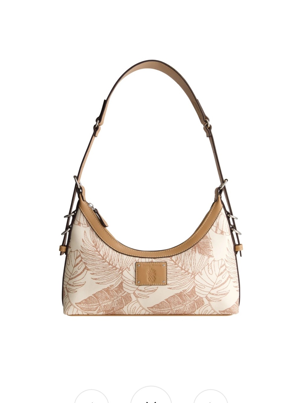 Tommy Bahama Cream & Tan Tropical Print Shoulder Bag